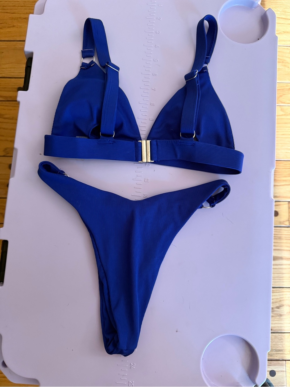 Royal Blue Ribbed Bikini Set - Picture 4 of 5